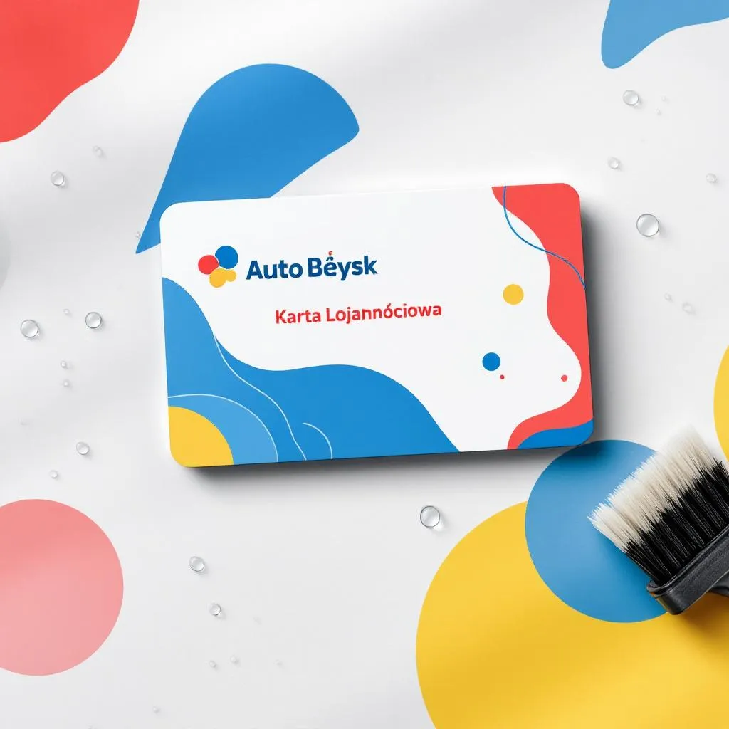 Karta lojalnościowa CarWash Service z kolorowymi elementami graficznymi i logo firmy